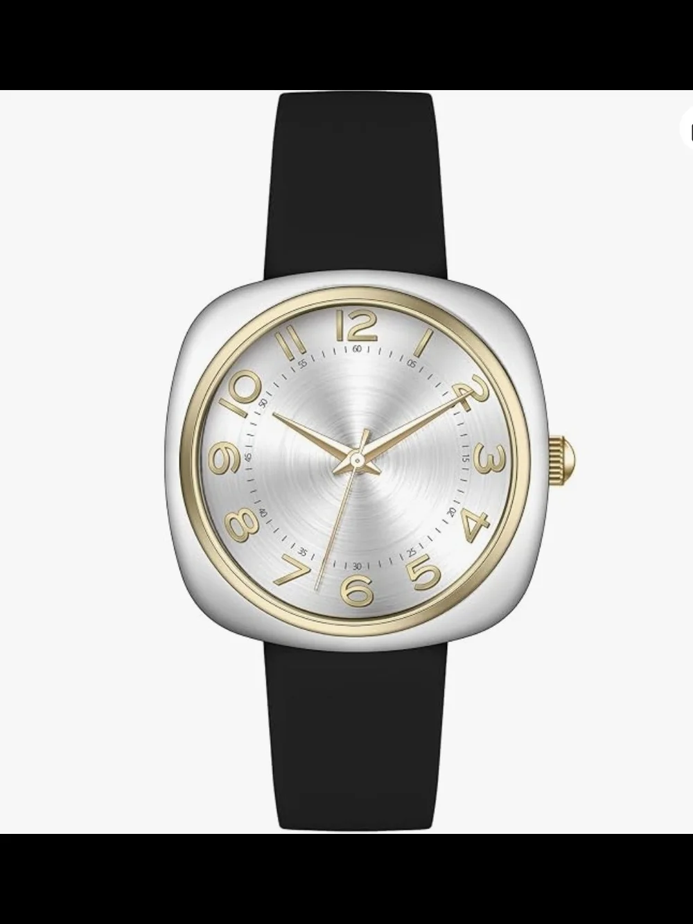 Modern Two-Tone Square Watch with Black Strap